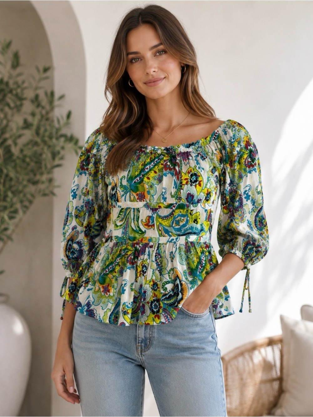 🌿 Anthropologie Maeve Off-Shoulder Top – Size S (Fits M)